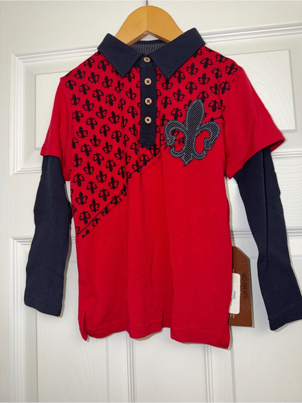 NWT Axel & Hudson Boys Fleur De Lys Polo Shirt | Red 3T | $42